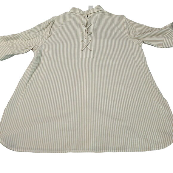 Chico's Womens Button Up Blouse Multicolor Size 2 100% Cotton 3/4 Sleeve Collar - Picture 2 of 12